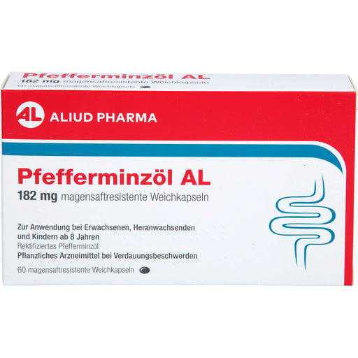 ALIUD PHARMA Pfefferminzöl 182 mg Weichkapseln zur Linderung von krampfartigen Beschwerden des Verdauungstraktes, 60 St. Kapseln