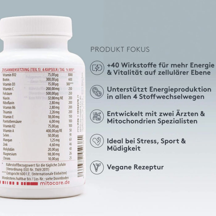 MITOcare Mitochondrien Multi Komplex Kapseln, 180 pc Capsules