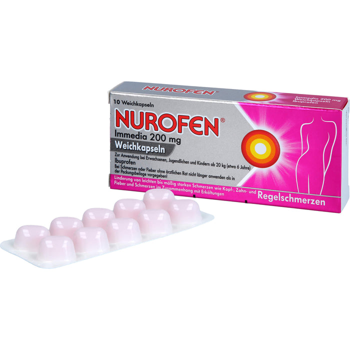 Nurofen Immedia Weichkapseln bei Regelschmerzen ab 6 Jahren 200mg, 10 pc Capsules