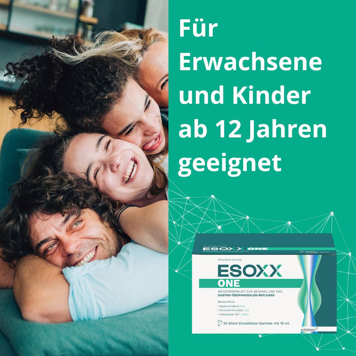 ESOXX One - Effektiver Schutz mit schneller Linderung und Regeneration bei Refluxbeschwerden - mit Hyaluronsäure, Chondroitinsulfat & Poloxamer 407 - glutenfrei & laktosefrei, 20 pc Sachets