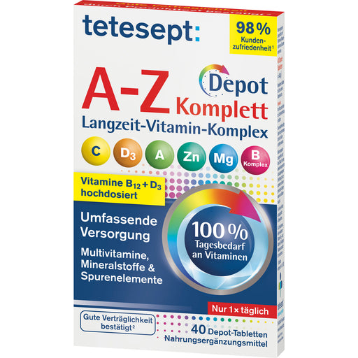 Tetesept Vitamin A-Z Depot Tabletten Langzeit-Vitamin-Komplex, 40 St. Tabletten