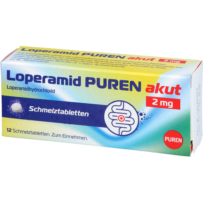 Loperamid PUREN akut 2 mg Schmelztabletten, 12 pc Tablettes
