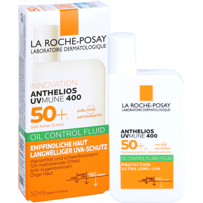 La Roche-Posay Anthelios Oil Control Fluid 50+ UVMune 400 für empfindliche Haut, 50 ml Cream