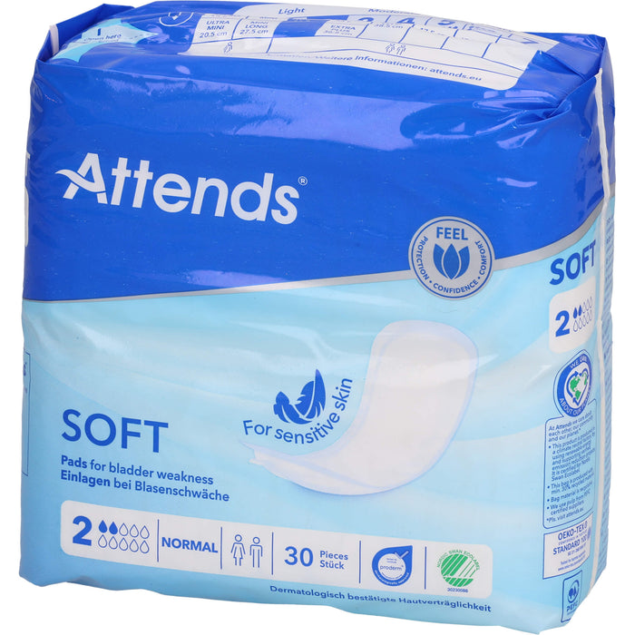 Attends Soft 2 Normal Einlagen bei Blasenschwäche, 30 pc Dépôts