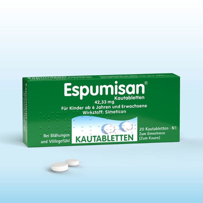 Espumisan Kautabletten - einfache Einnahme, praktisch für unterwegs, 20 St. Tabletten