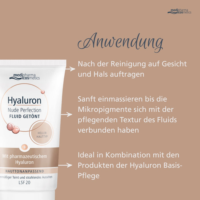 Medipharma Cosmetics Hyaluron Nude Perfection Fluid getönt heller Hauttyp LSF20, 50 ml Crème