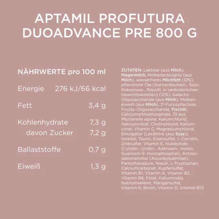 Aptamil Profutura Pre Anfangsmilch Pulver von Geburt an, 800 g Pulver