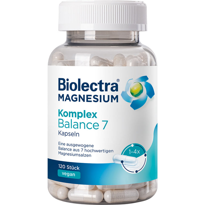 Biolectra Magnesium Komplex Balance 7 Kapseln bestehend aus 7 verschiedenen Magnesiumsalzen, 120 St. Kapseln