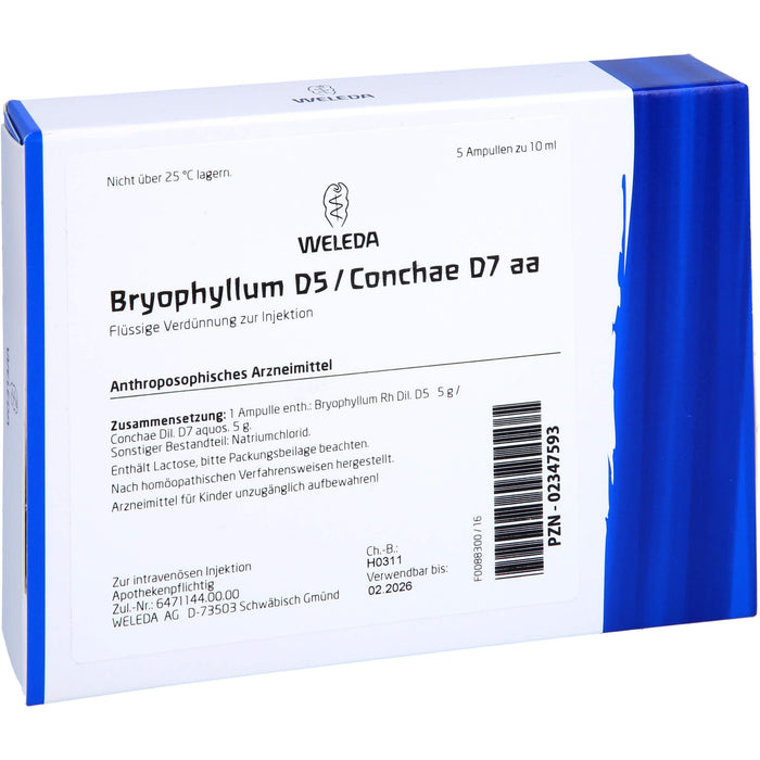 WELEDA Bryophyllum D5 / Conchae D7 aa flüssige Verdünnung, 5 pc Ampoules