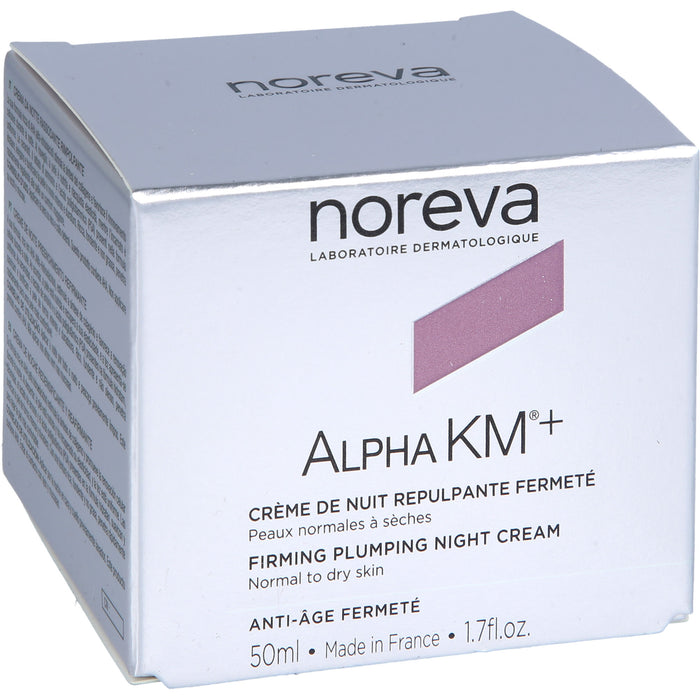 Noreva AlphaKM+ aufpolsternde Nachtcreme Anti-Aging und Ultra-Hydratation für normale bis trockene Haut, 50 ml Creme