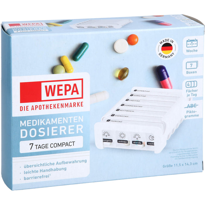 WEPA Medikamentendosierer 7 Tage Compact Wochenmagazin weiß, 1 St. Dosette