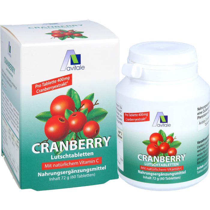 Avitale Cranberry Lutschtabletten mit natürlichem Vitamin C, 60 pc Tablettes
