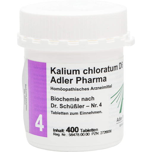 Adler Pharma Kalium chloratum D6 Biochemie nach Dr. Schüßler Nr. 4 Tabletten, 400 St. Tabletten