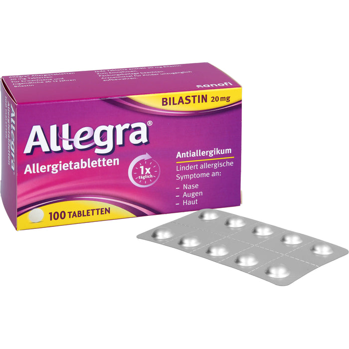Allegra Allergietabletten 20 mg Bilastin bei Heuschnupfen und ganzjährigen Allergien, 100 pcs. Tablets
