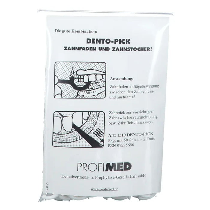 DENTO PICK ZAHNPICK MIT ZAHNSEIDE +2ETUIS, 50 St. Zahnseide