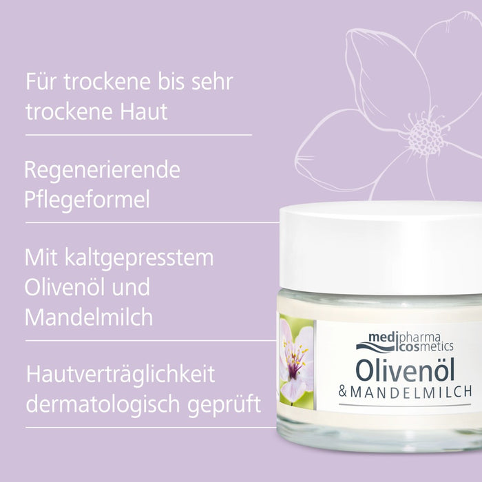 Medipharma Cosmetics Olivenöl & Mandelmilch regenerierende Nachtpflege, 50 ml Cream
