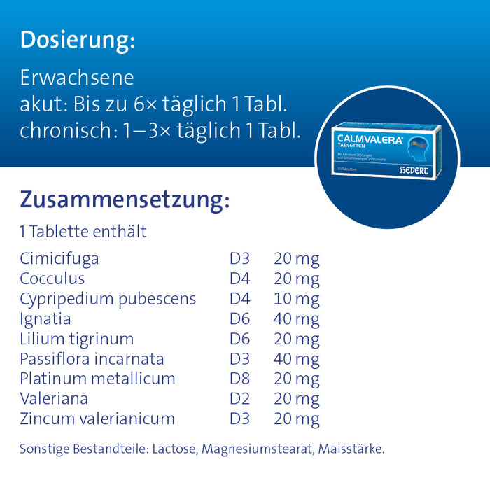 Calmvalera Tabletten bei nervösen Störungen wie Schlafstörungen und Unruhe, 120 pc Tablettes