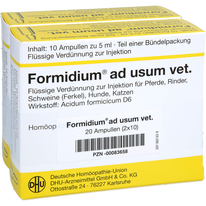 DHU Formidium ad usum vet. flüssige Verdünnung zur Injektion für Pferde, Rinder, Schweine, Schafe, Ziegen, Katzen und Hunde, 20 pc Ampoules