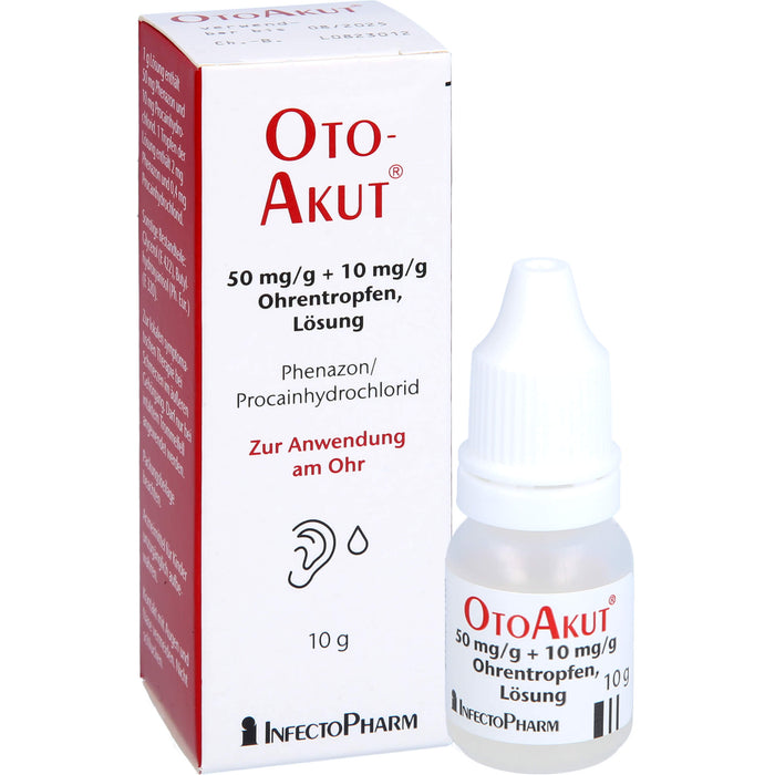 OtoAkut 50 mg/g Phenazon + 10 mg/g Procain hydrochlorid Ohrentropfen, 10 g Lösung