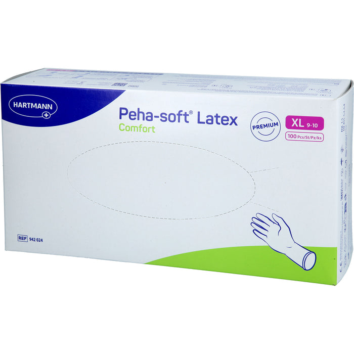 Peha-soft Latex Comfort Untersuchungshandschuhe unsteril puderfrei Gr. XL, 100 St. Handschuhe