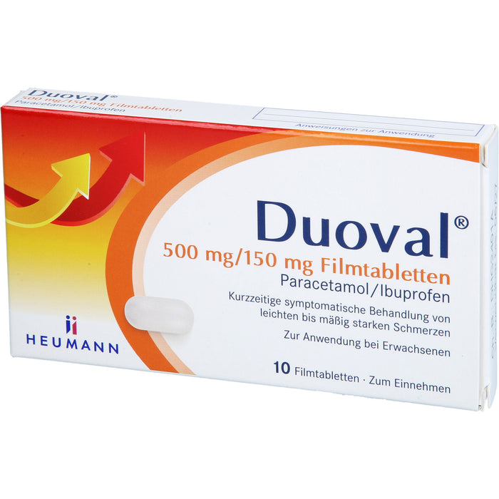 Duoval 500 mg Paracetamol / 150 mg Ibuprofen Filmtabletten, 10 pcs. Tablets