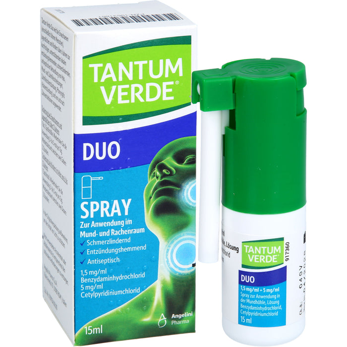 Tantum verde duo 1,5 mg/ml + 5 mg/ml Spray, 15 ml Solution