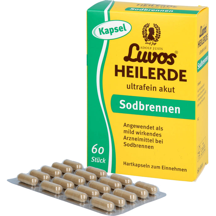 Luvos Heilerde ultrafein akut Hartkapseln zur Einnahme bei Sodbrennen, 60 St. Kapseln