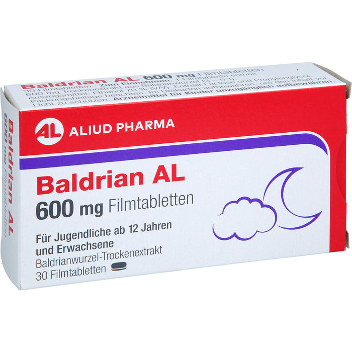 ALIUD PHARMA Baldrian AL 600 mg Filmtabletten zur Linderung von leichter nervöser Anspannung und Schlafstörungen, 30 pcs. Tablets