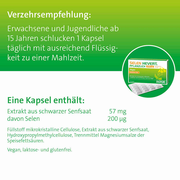 Selen Hevert pflanzlich 200 µg mit natürlichem Selen, 60 pc Capsules