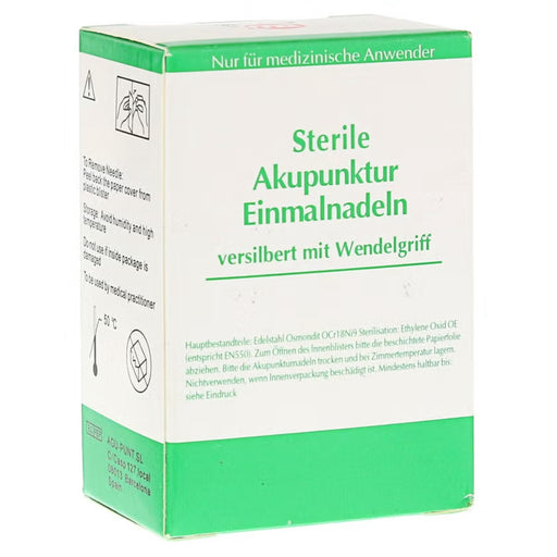 Tianxie Akupunkturnadel 0,25 x 13 mm sterile Einmalnadeln versilbert mit Wendelgriff, 100 St. Packung