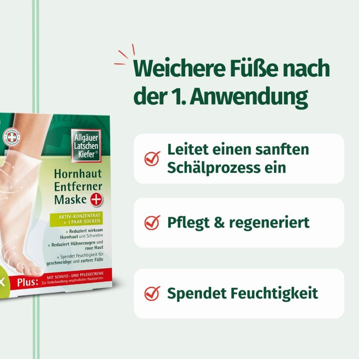 Allgäuer Latschenkiefer Hornhaut Entferner Maske Plus Aktiv-Konzentrat + 1 Paar Socken, 1 pc Paquet combiné