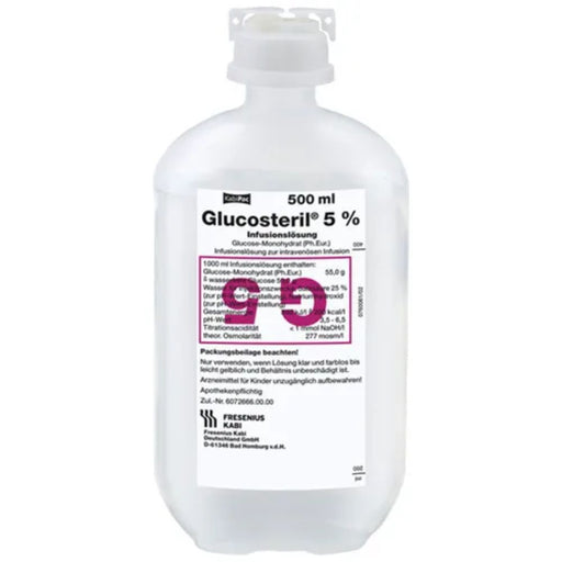 Glucosteril 5 %, Infusionslösung, Plastikflasche 500 ml, 5000 ml Lösung