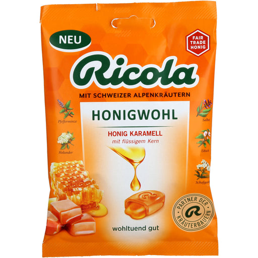 Ricola mit Schweizer Alpenkräutern Honigwohl Honig Karamell mit flüssigem Karamell wohltuend gut, 68 g Bonbons