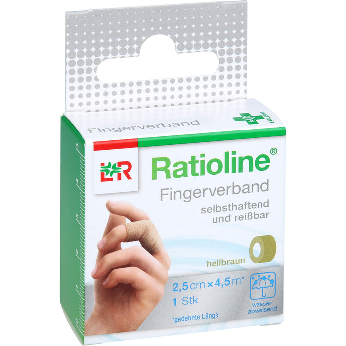 Ratioline Fingerverband selbsthaftend und reißbar hellbraun 2,5 cm x 4,5 m, 1 pc pansement