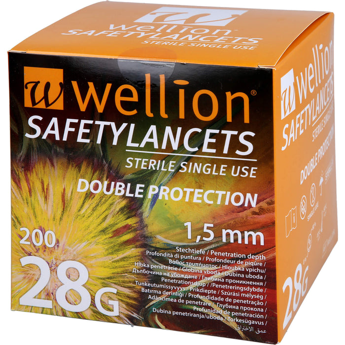 Wellion Safetylancets 28 G Sicherheitseinmallanzetten, 200 pc Paquet
