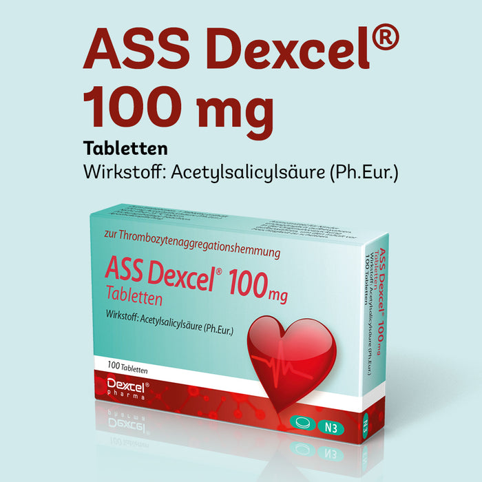 ASS Dexcel 100 mg Tabletten bei Herz-Kreislauf-Erkrankungen, 100 pcs. Tablets