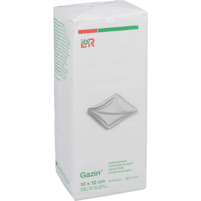 GAZIN Mullkompresse 10x10cm 32fach unsteril, 50 pcs. Compresses