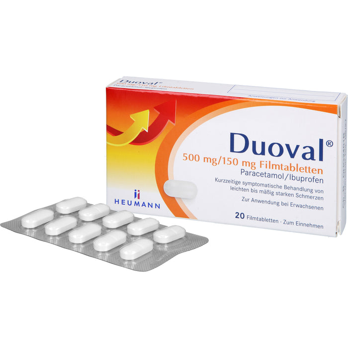Duoval 500 mg Paracetamol / 150 mg Ibuprofen Filmtabletten, 20 pc Tablettes