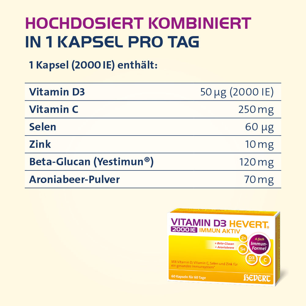 Vitamin D3 Hevert 2000 I.E. Immun Aktiv, 30 St. Kapseln