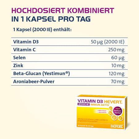 Vitamin D3 Hevert 2000 I.E. Immun Aktiv, 30 St. Kapseln