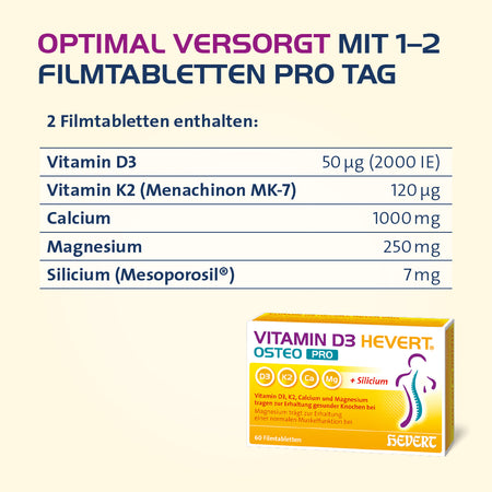 Vitamin D3 Hevert Osteo Pro für gesunde Knochen und Muskeln, 60 St. Tabletten