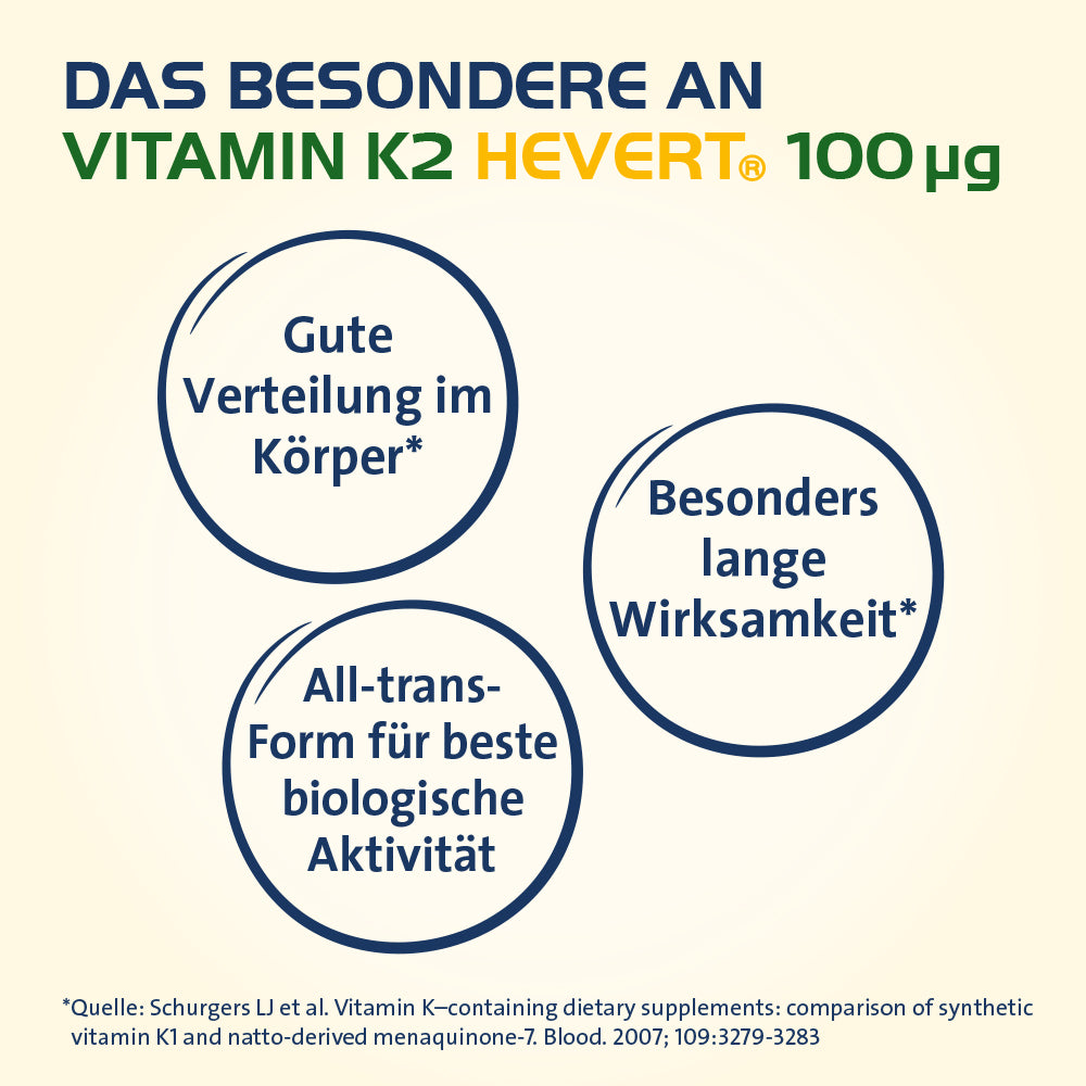 Vitamin K2 Hevert 100 µg für normale Knochen und Blutgerinnung, 60 St. Kapseln