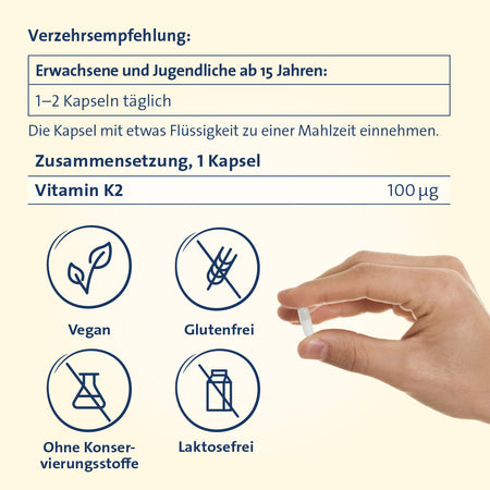 Vitamin K2 Hevert 100 µg für normale Knochen und Blutgerinnung, 60 St. Kapseln