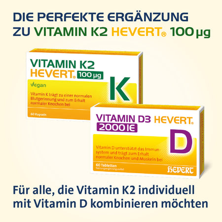 Vitamin K2 Hevert 100 µg für normale Knochen und Blutgerinnung, 60 St. Kapseln