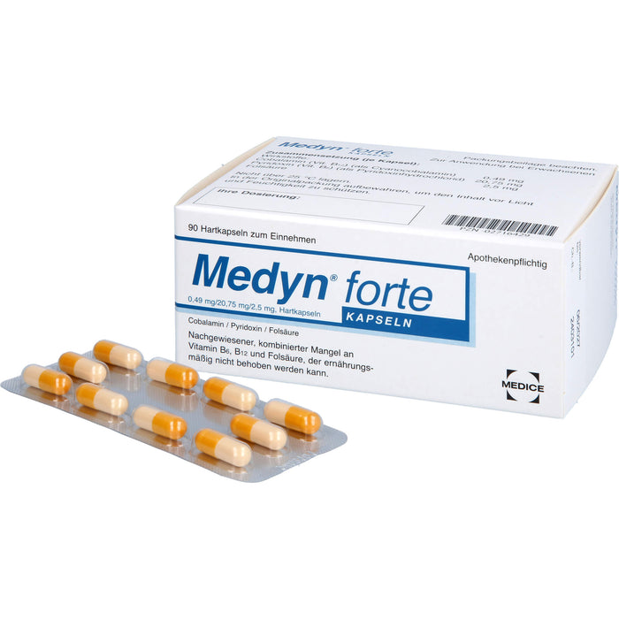 Medyn forte Kapseln bei nachgewiesener, kombinierter Mangel an B6, B12 und Folsäure, 90 pc Capsules