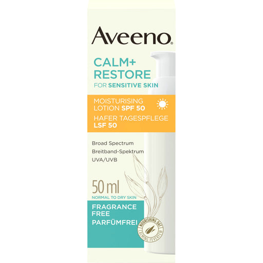 Aveeno Calm + Restore Hafer Tagespflege LSF 50 parfümfrei für empfindliche Haut, 50 ml Creme