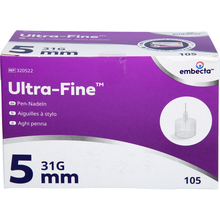 Embecta Ultra-Fine Pen-Nadeln 31G 0,25 x 5 mm, 105 St. Packung