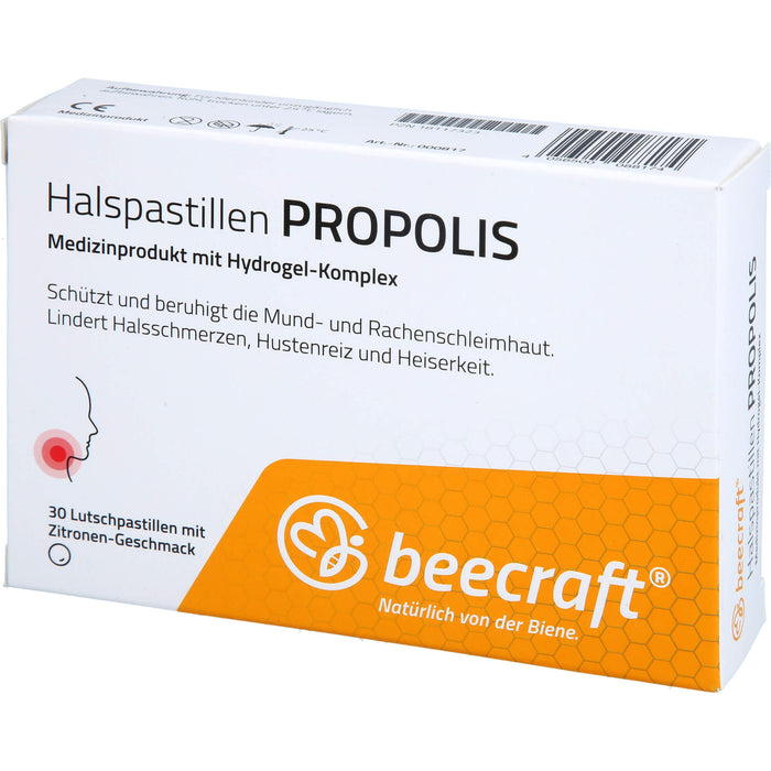 Beecraft Halspastillen Propolis schützt und beruhigt die Mund- und Rachenschleimhaut, 30 pcs. Pastilles