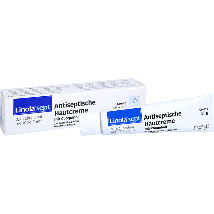 Linola sept antiseptische Hautcreme mit Clioquinol bei abgeschürfter, entzündeter oder eitriger Haut, 50 g Crème