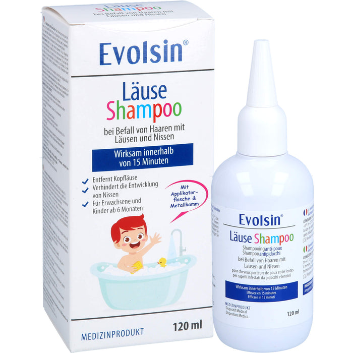 Evolsin Läuseshampoo mit Läusekamm, 120 ml Shampoing